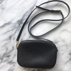 Pop & Suki Camera Bag in Black Leather crossbody